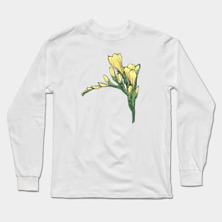 Yellow Freesia Parkinsons Therapy Art Long Sleeve T-Shirt